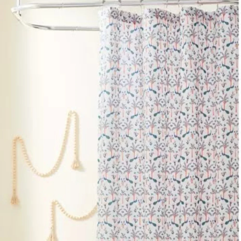 Esme Peacock Shower Curtain in White NWT